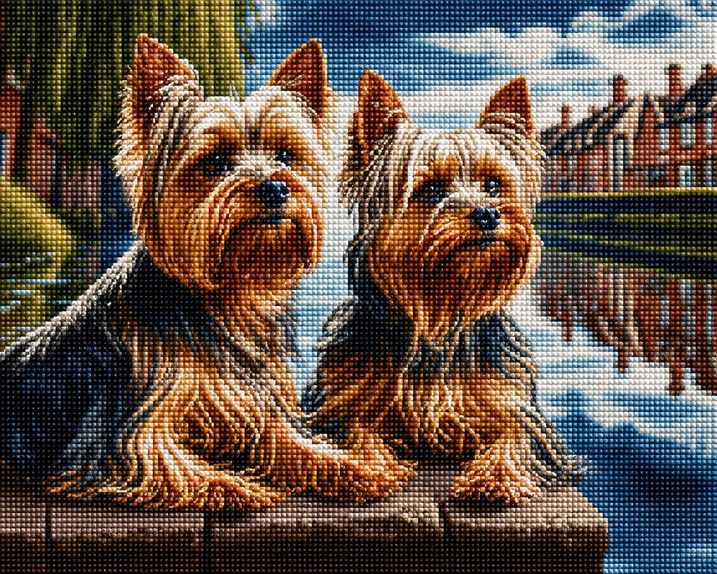 Two Yorkie Canal Diamond Art Kit