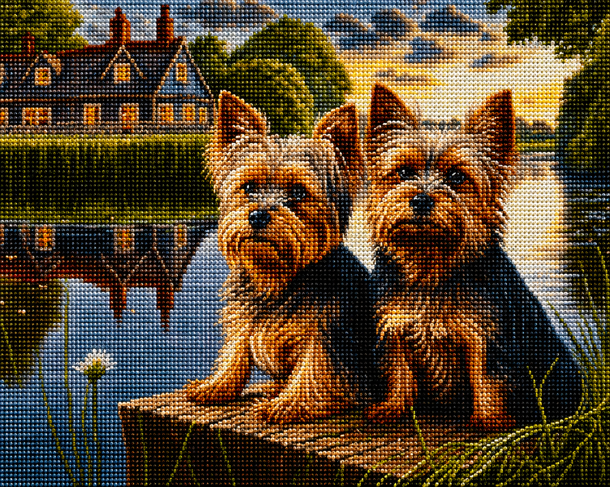 Two Yorkie Waterway Diamond Art Kit — diamond art kit canvas