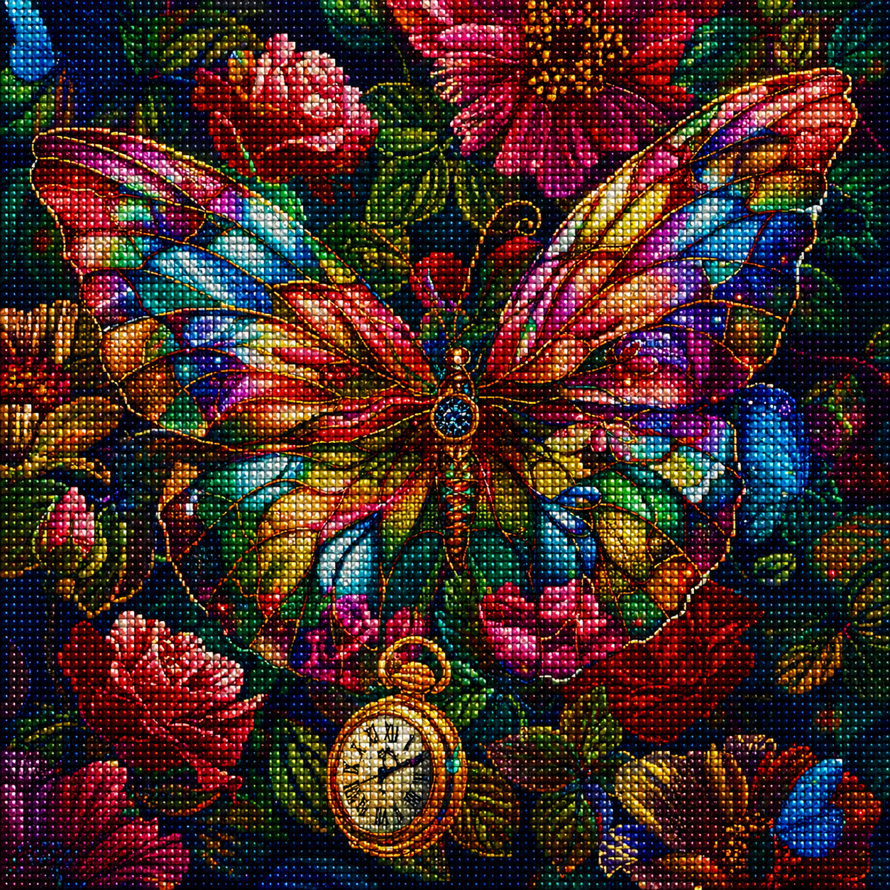 Vibrant Color Butterfly Pocket Watch Diamond Art Kit — diamond art kit canvas