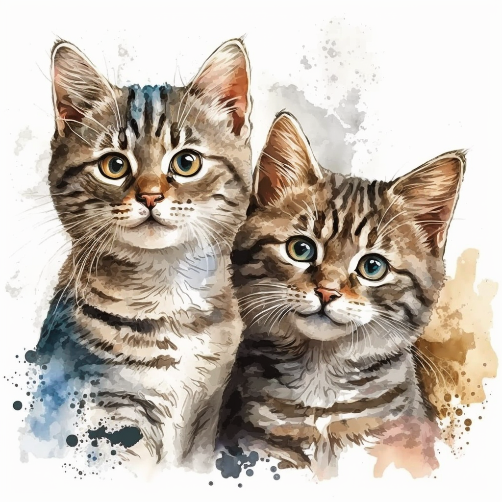 Watercolor Kittens Diamond Art Kit