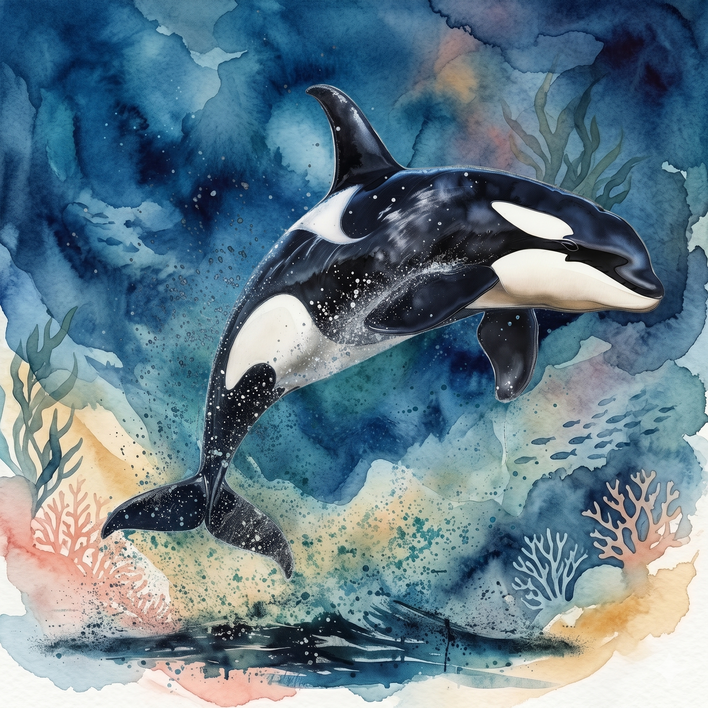 Watercolor Orca Diamond Art Kit