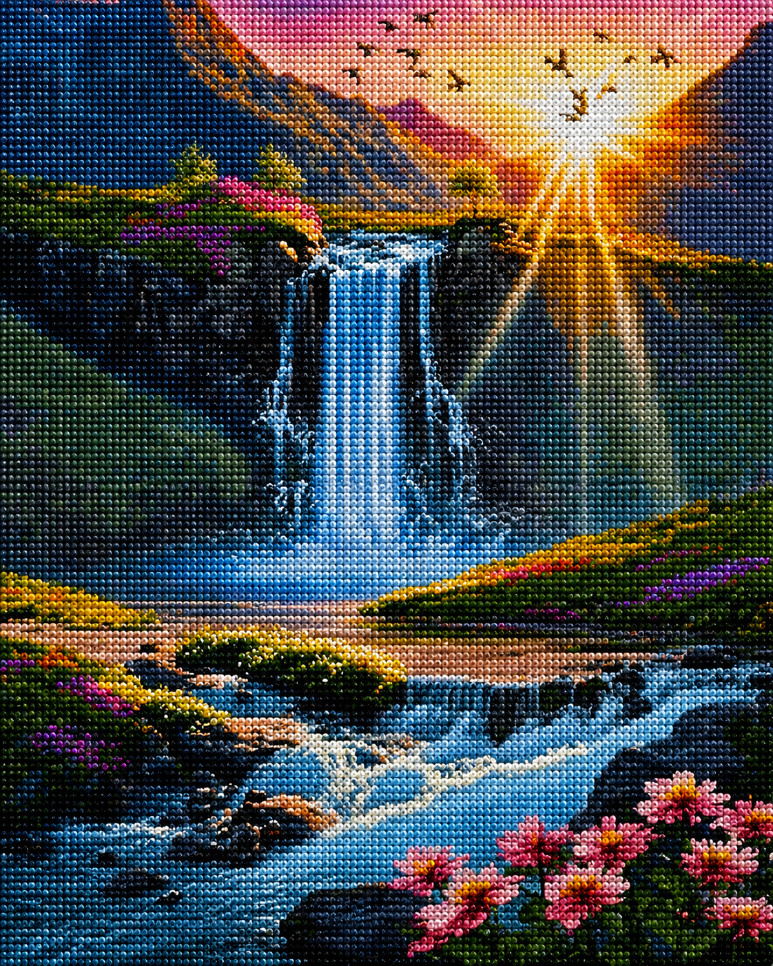 Waterfall At Sunrise Diamond Art Kit