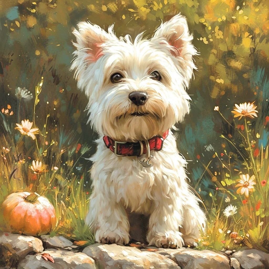 Westie and Little Pumpkin Diamond Art Kit