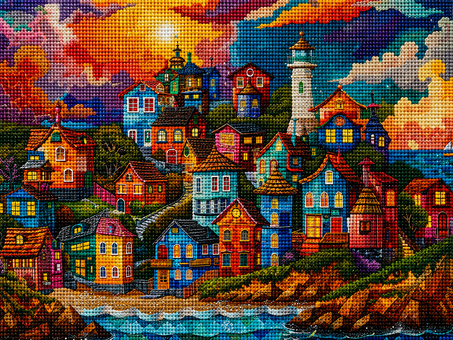 Whimsical Seaside Town Diamond Art Kit