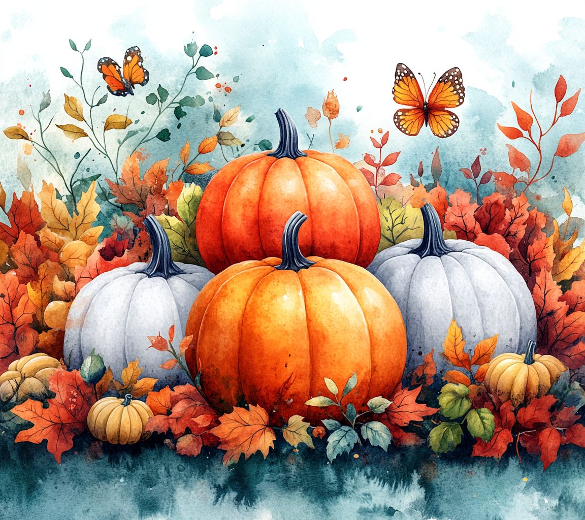 White and Orange Pumpkins Diamond Art Kit