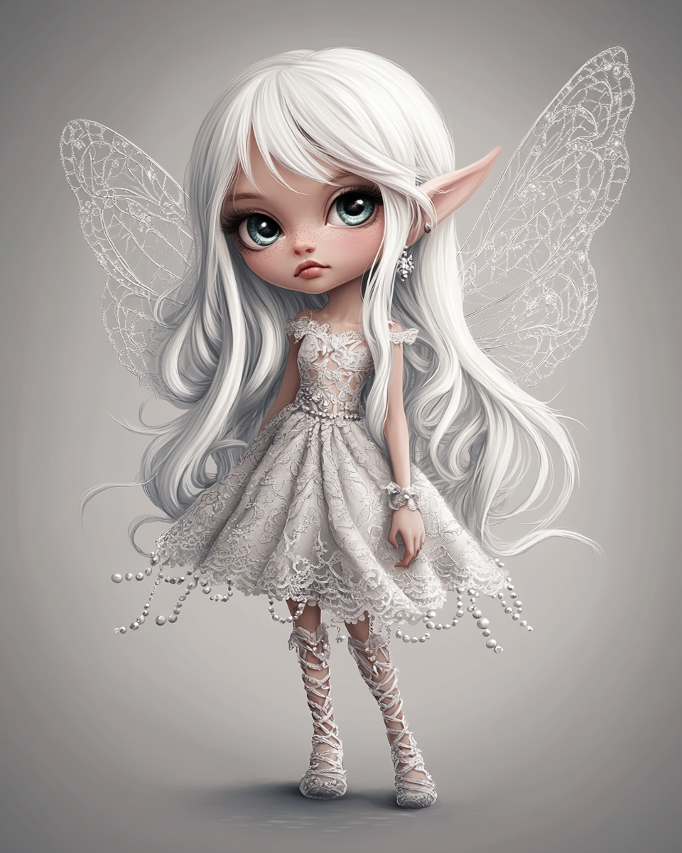 White Hair Pearl Fairy Diamond Art Kit