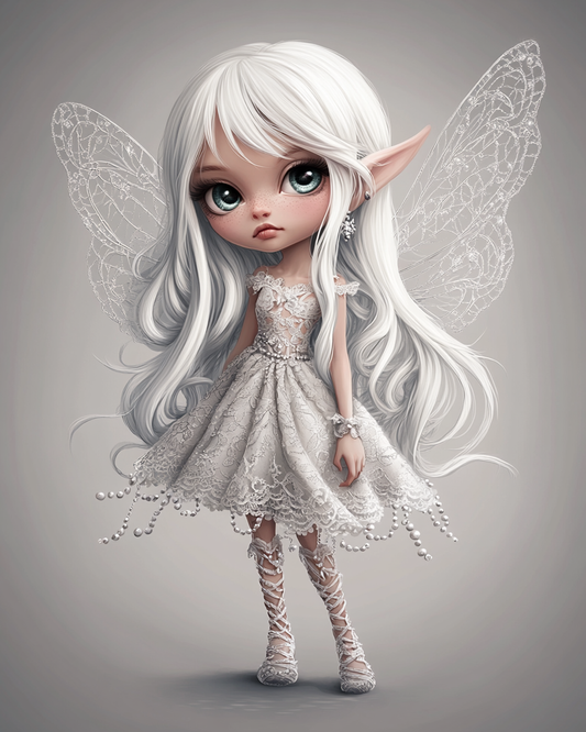 White Hair Pearl Fairy Diamond Art Kit