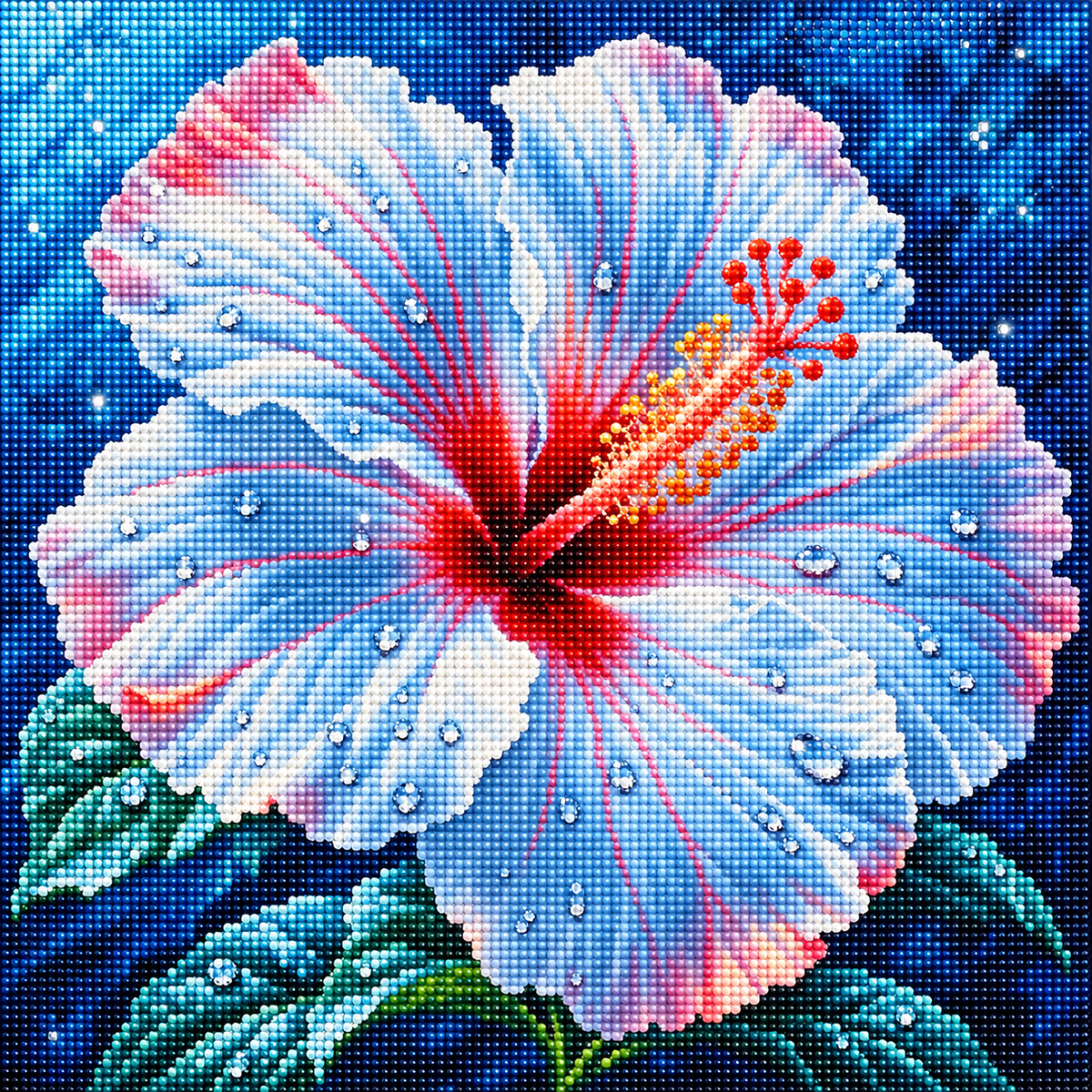 White Hibiscus Flower Diamond Art Kit