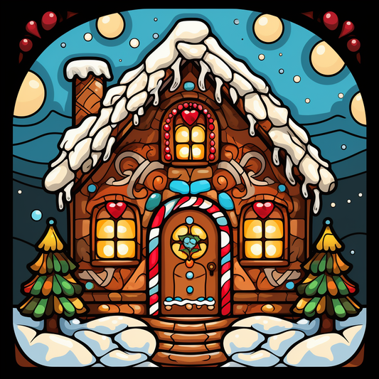 White Roof Gingerbread House Diamond Art Kit