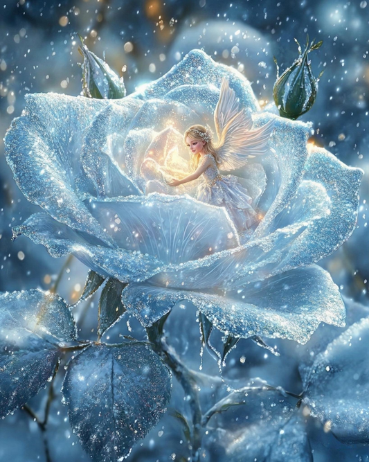 White Rose Snow Fairy Diamond Art Kit