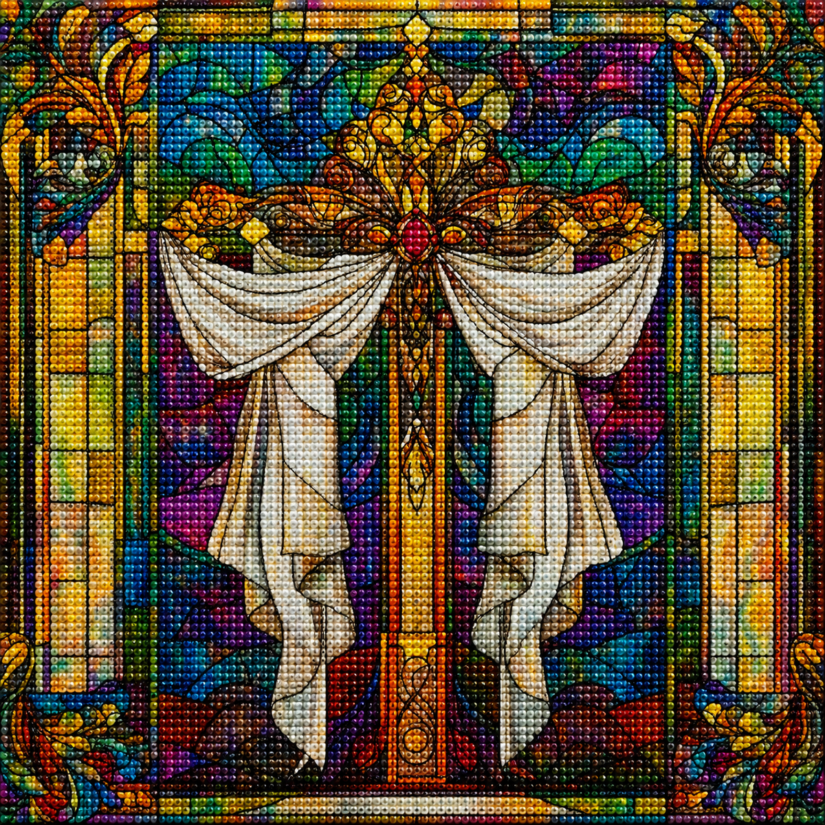 White Sash Abstract Cross Diamond Art Kit — diamond art kit canvas