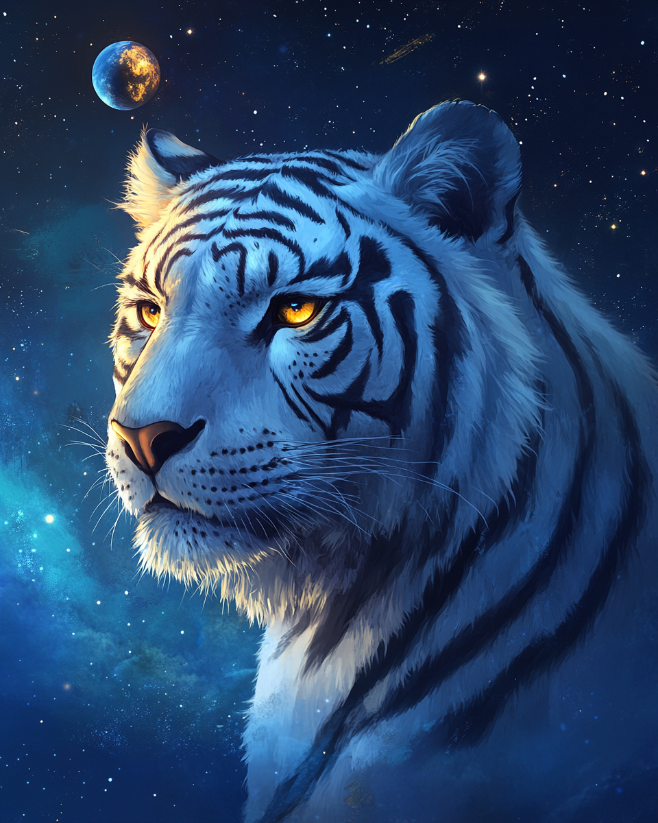 White Tiger Planet Diamond Art Kit