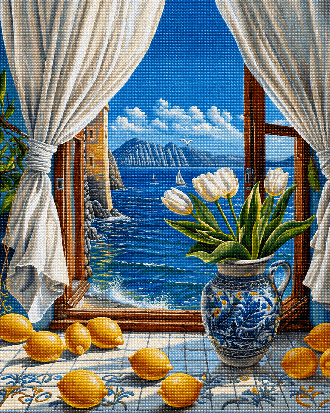 White Tulips And Lemons Diamond Art Kit
