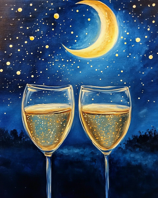 Wine Glass Moon Diamond Art Kit