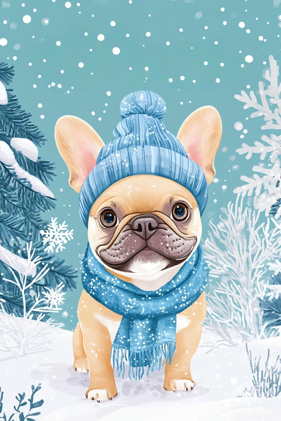 Winter Frenchie Diamond Art Kit