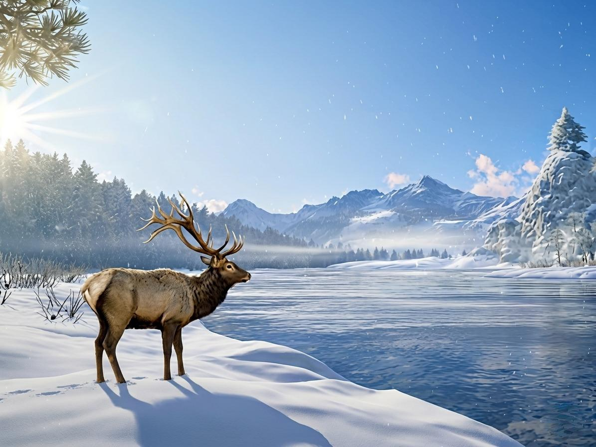 Winter Lake Elk Diamond Art Kit — diamond art kit canvas