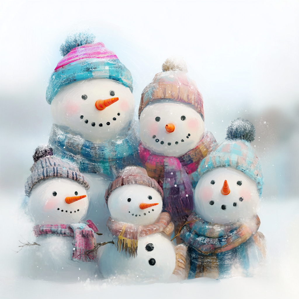 Winter Scarf Snowman Family Diamond Art Kit