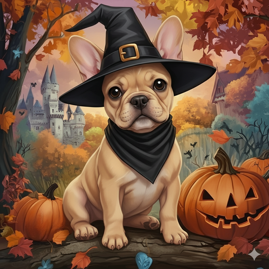 Witch Hat French Bulldog Diamond Art Kit