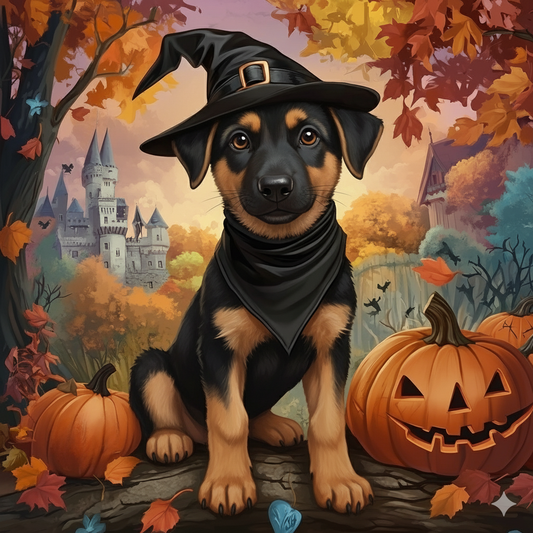 Witch Hat German Shepherd Puppy Diamond Art