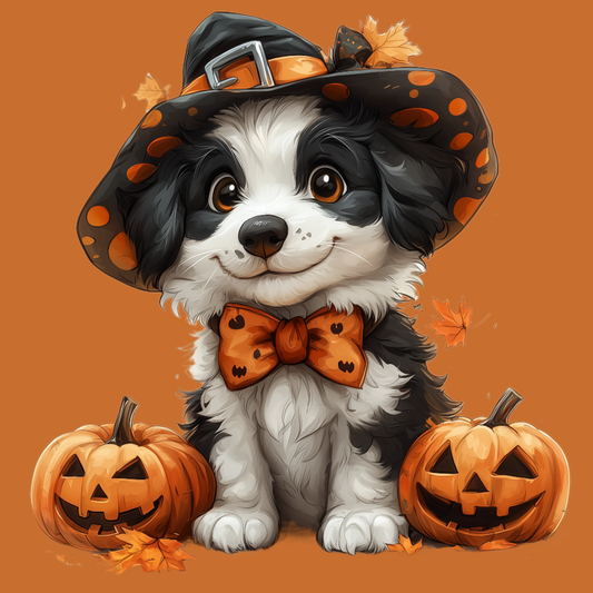Witch Hat Halloween Puppy Diamond Art Kit