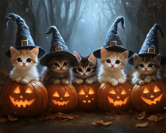 Witch Hat Little Kittens Diamond Art Kit