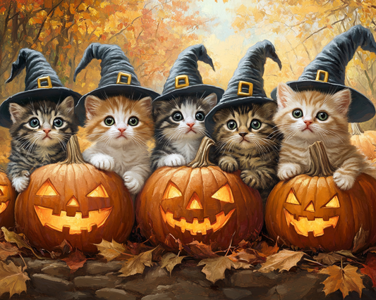 Witch Kittens for Halloween Diamond Art Kit