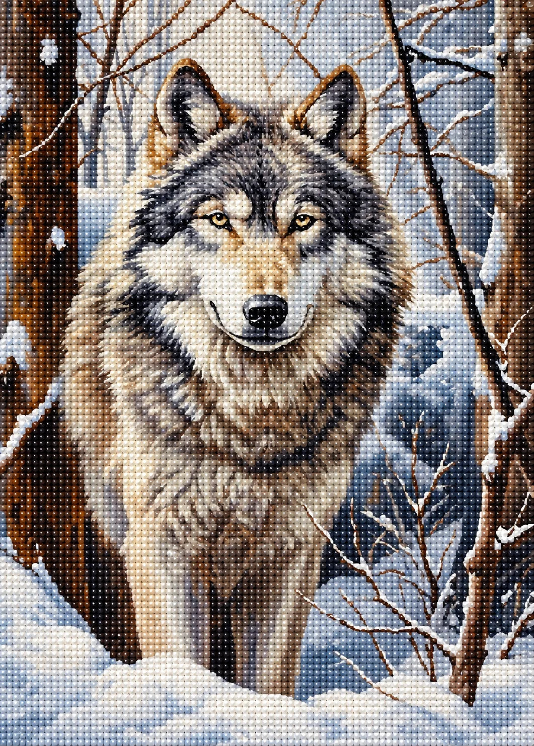 Wolf In The Trees and Snow Diamond Art Kit