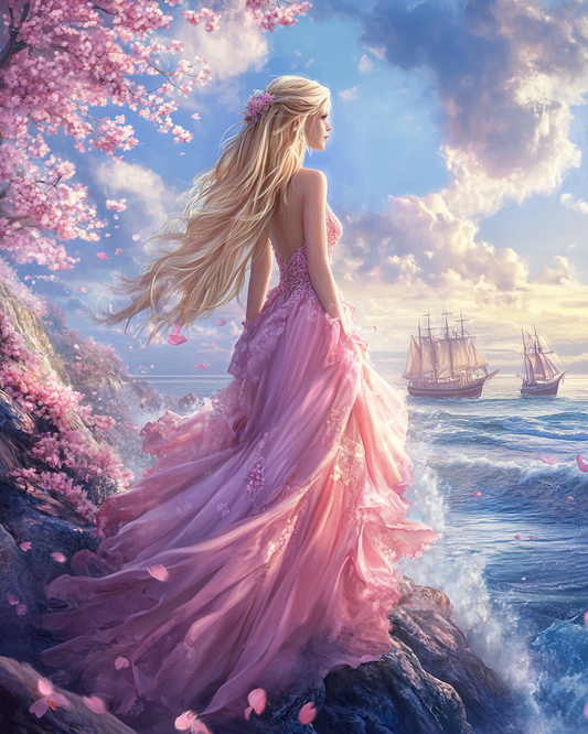 Woman and Ships Diamond Art Kit