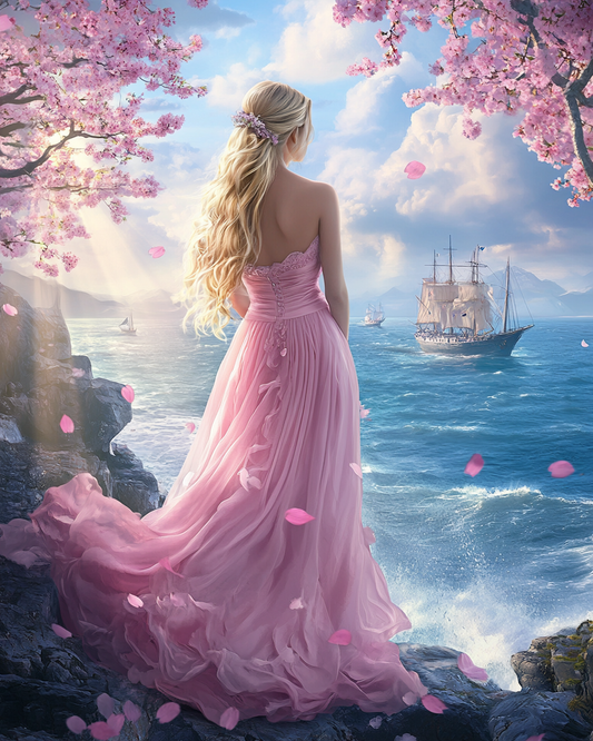 Woman Waiting By The Ocean Diamond Art Kit