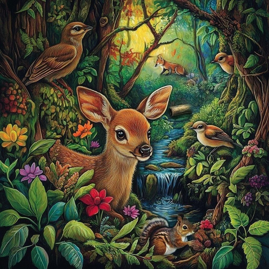 Woodland Animals in the Forest Diamond Art Kit
