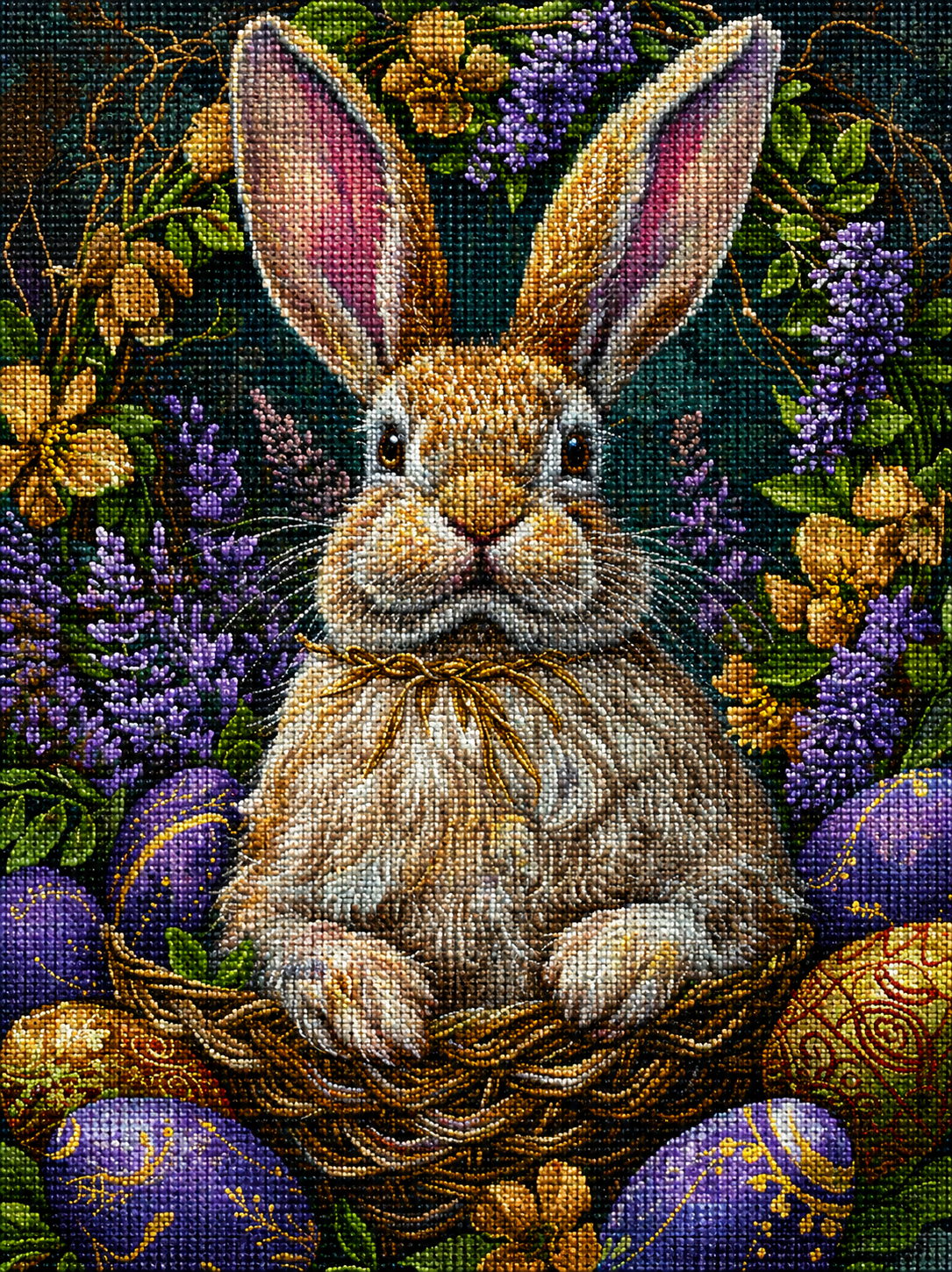 Woven Collar Brown Rabbit Diamond Art Kit