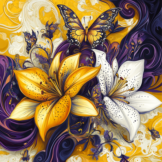 Yellow and White Lily Diamond Art Kit