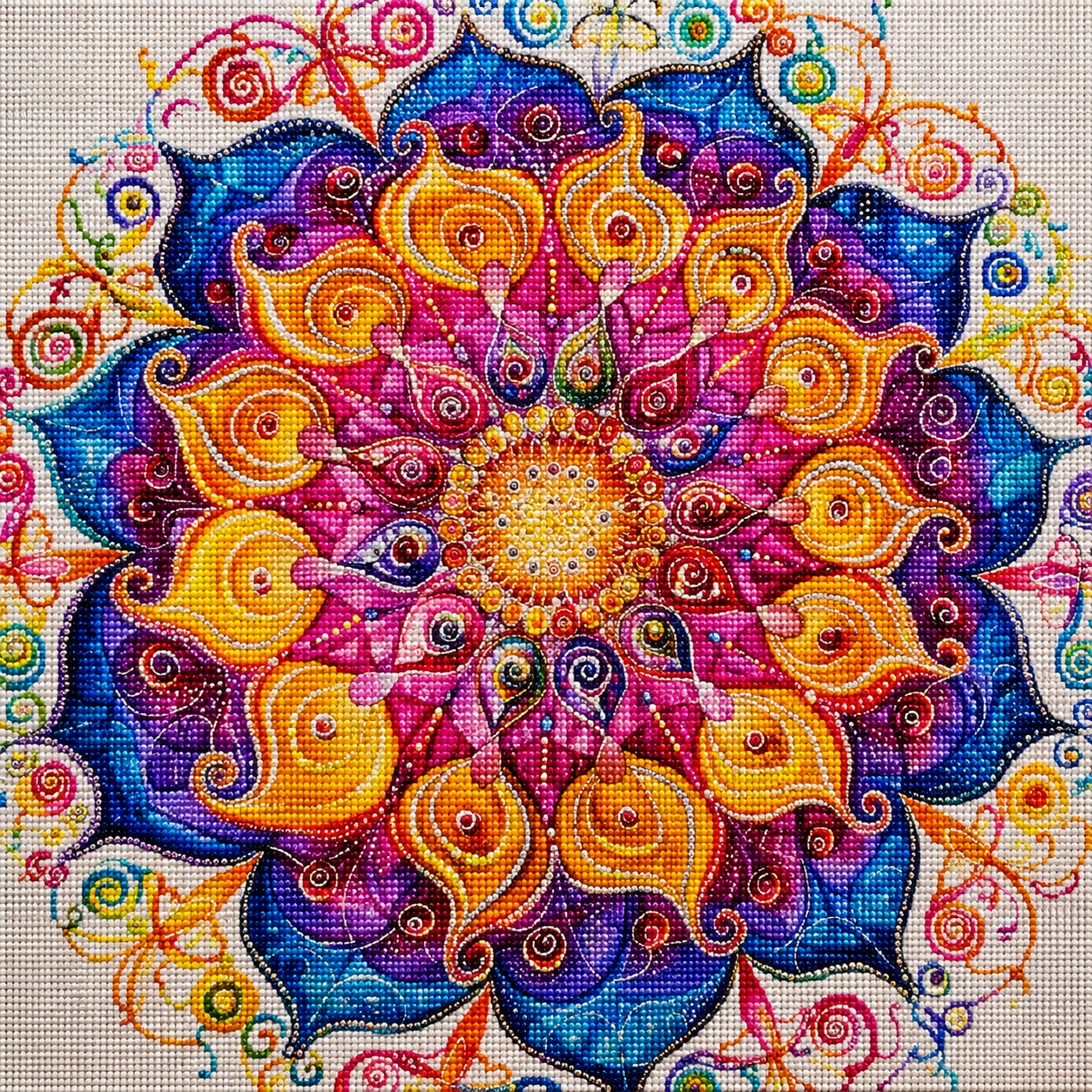 Yellow Center Colorful Mandala Diamond Art Kit