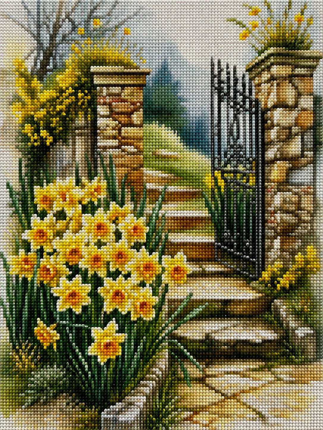 Yellow Daffodil Gate Diamond Art Kit