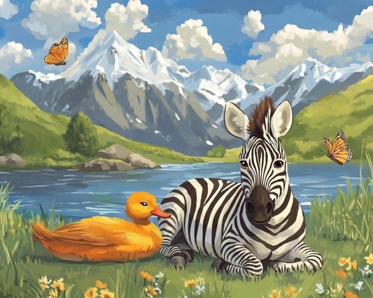 Zebra and Yellow Duck Diamond Art Kit