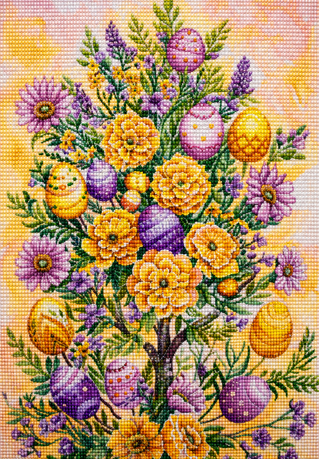 Yellow Flower Egg Tree Diamond Art Kit — diamond art kit canvas