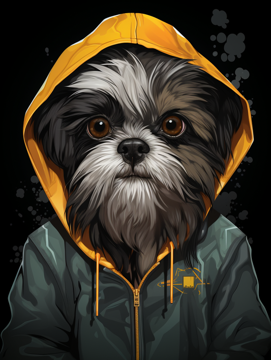 Yellow Hoodie Shih Tzu Diamond Art Kit