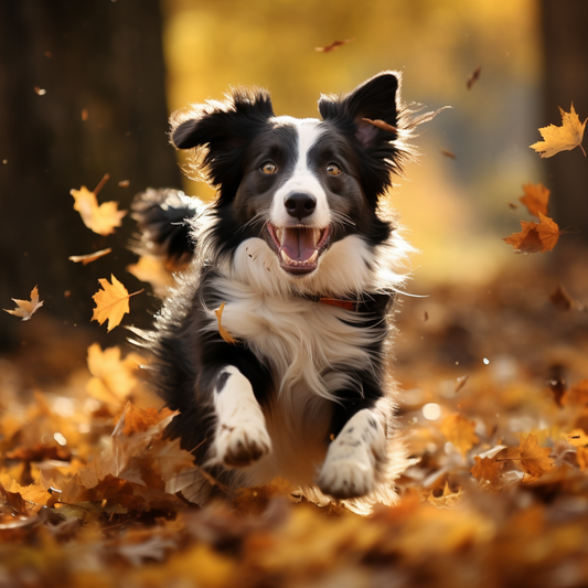 Yellow Leaves Border Collie Diamond Art Kit