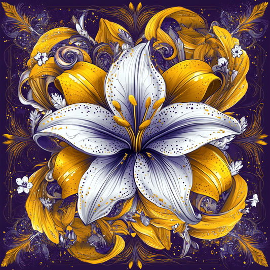 Yellow Leaves White Lily Diamond Art Kit