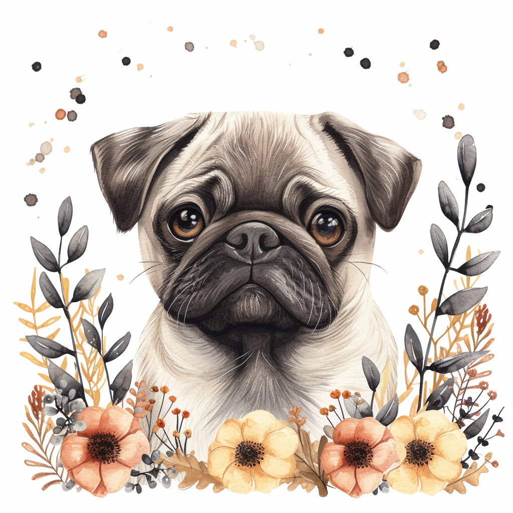 Yellow and Orange Flower Pug Diamond Art Kit