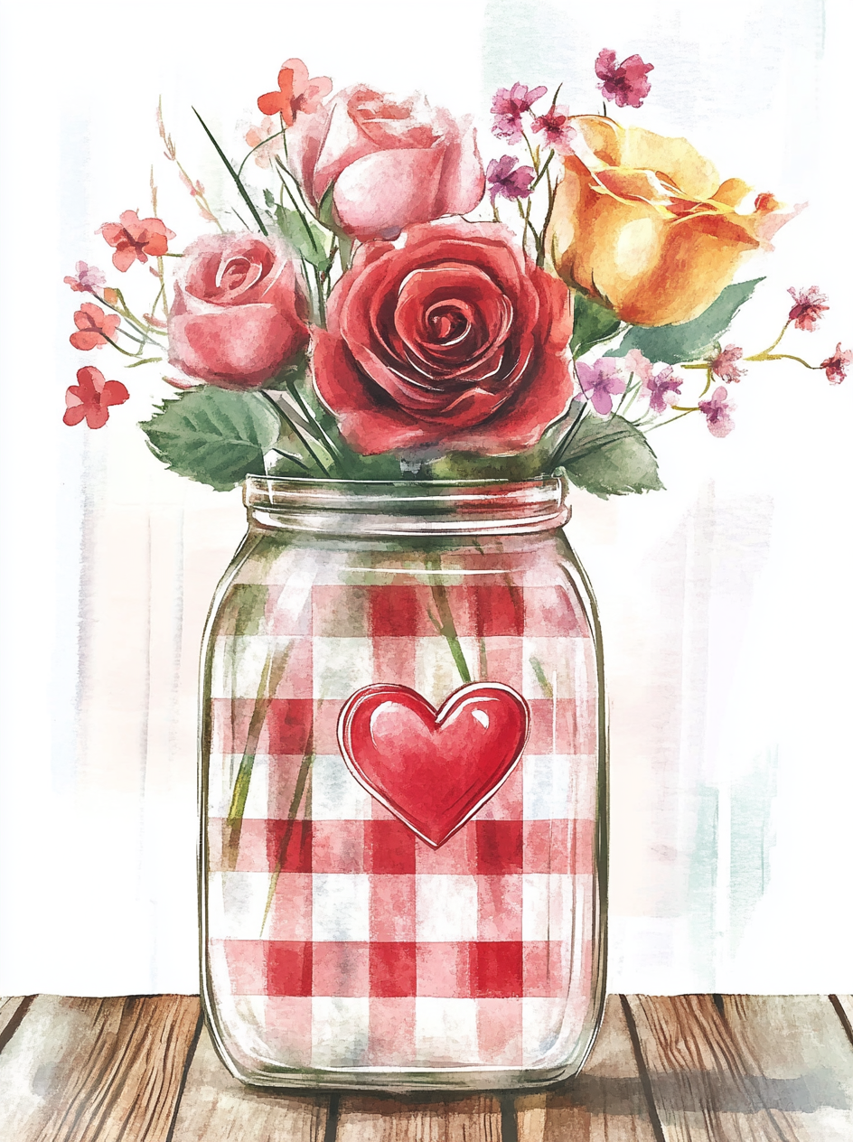 Yellow and Pink Roses Jar Diamond Art Kit