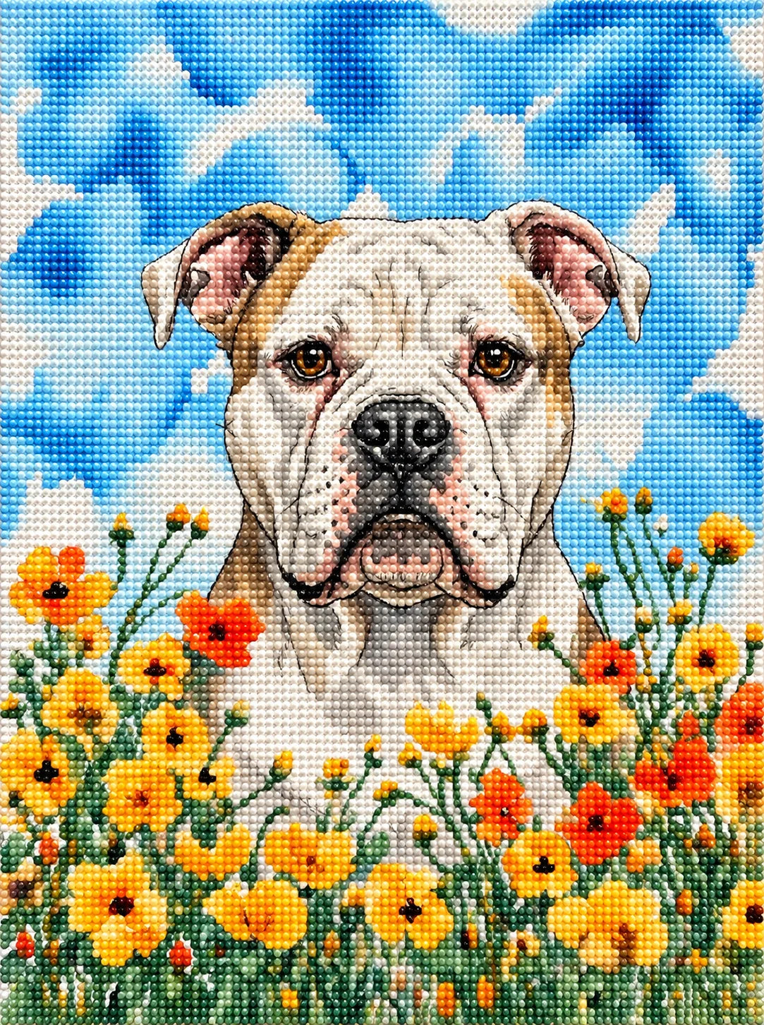 Yellow Poppies American Bulldog Diamond Art Kit