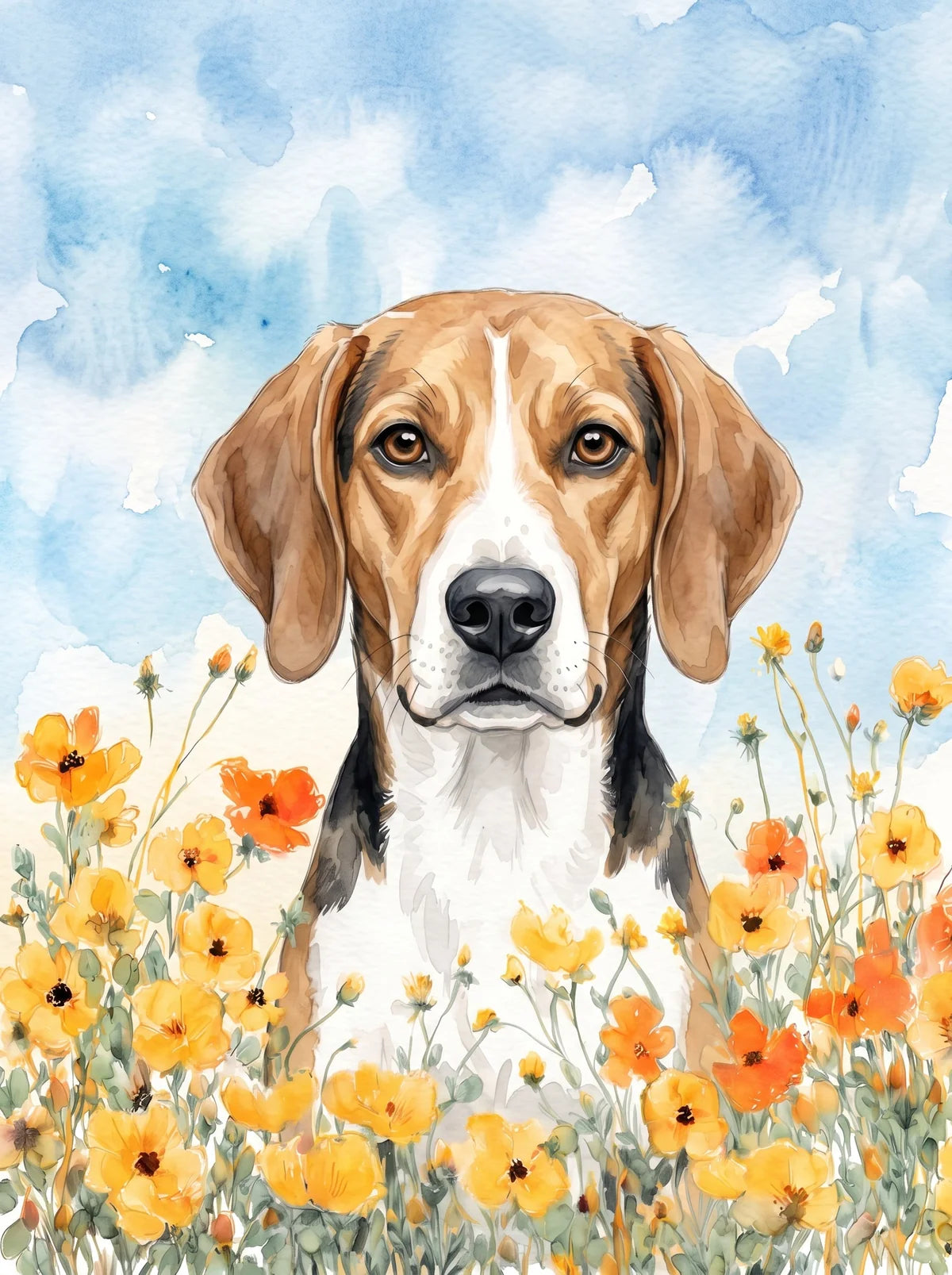 Yellow Poppies American Fox Hound Diamond Art Kit