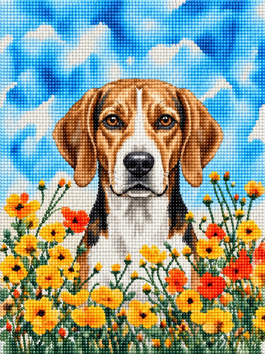 Yellow Poppies American Fox Hound Diamond Art Kit