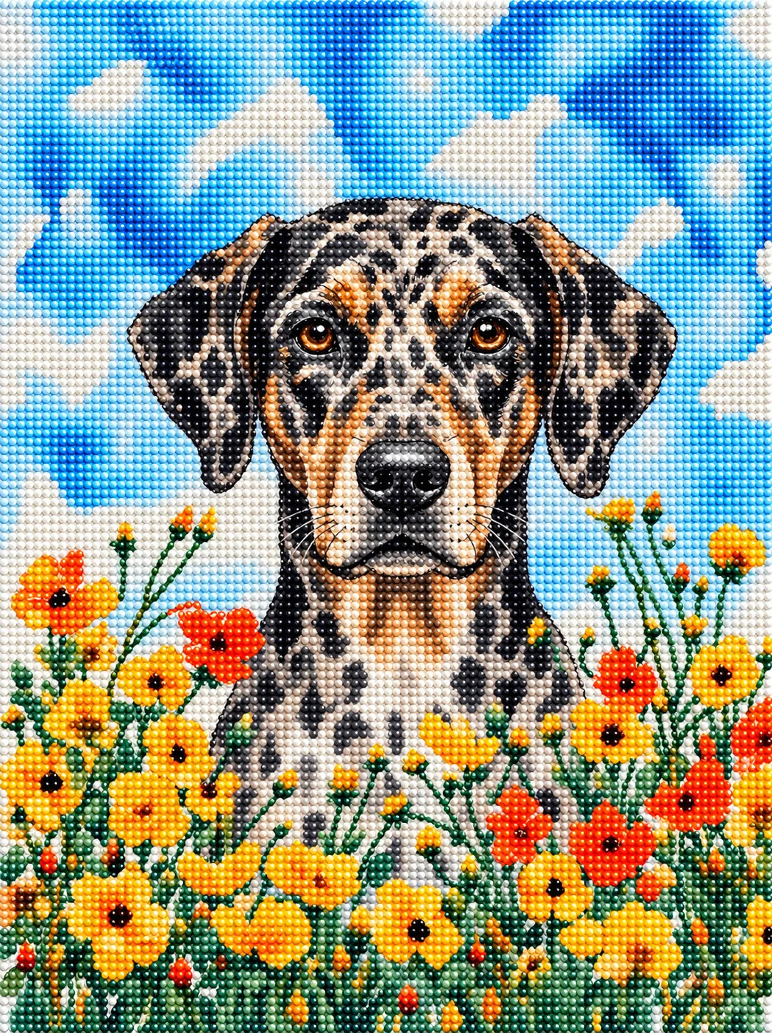 Yellow Poppies American Leopard Hound Diamond Art Kit