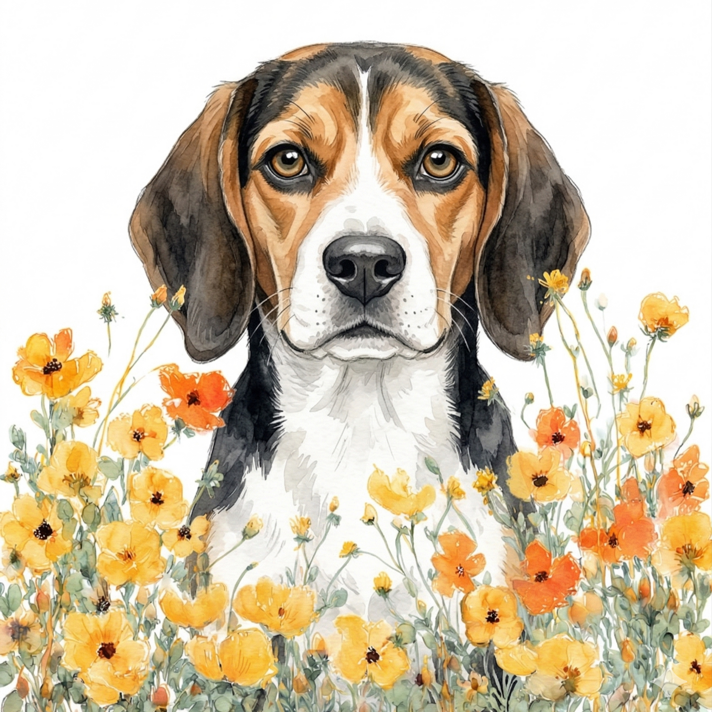 Yellow Poppies Beagle Diamond Art Kit