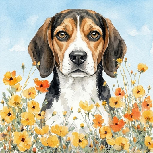Yellow Poppies Beagle Diamond Art Kit