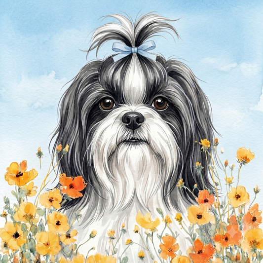 Yellow Poppies Shih Tzu Diamond Art Kit