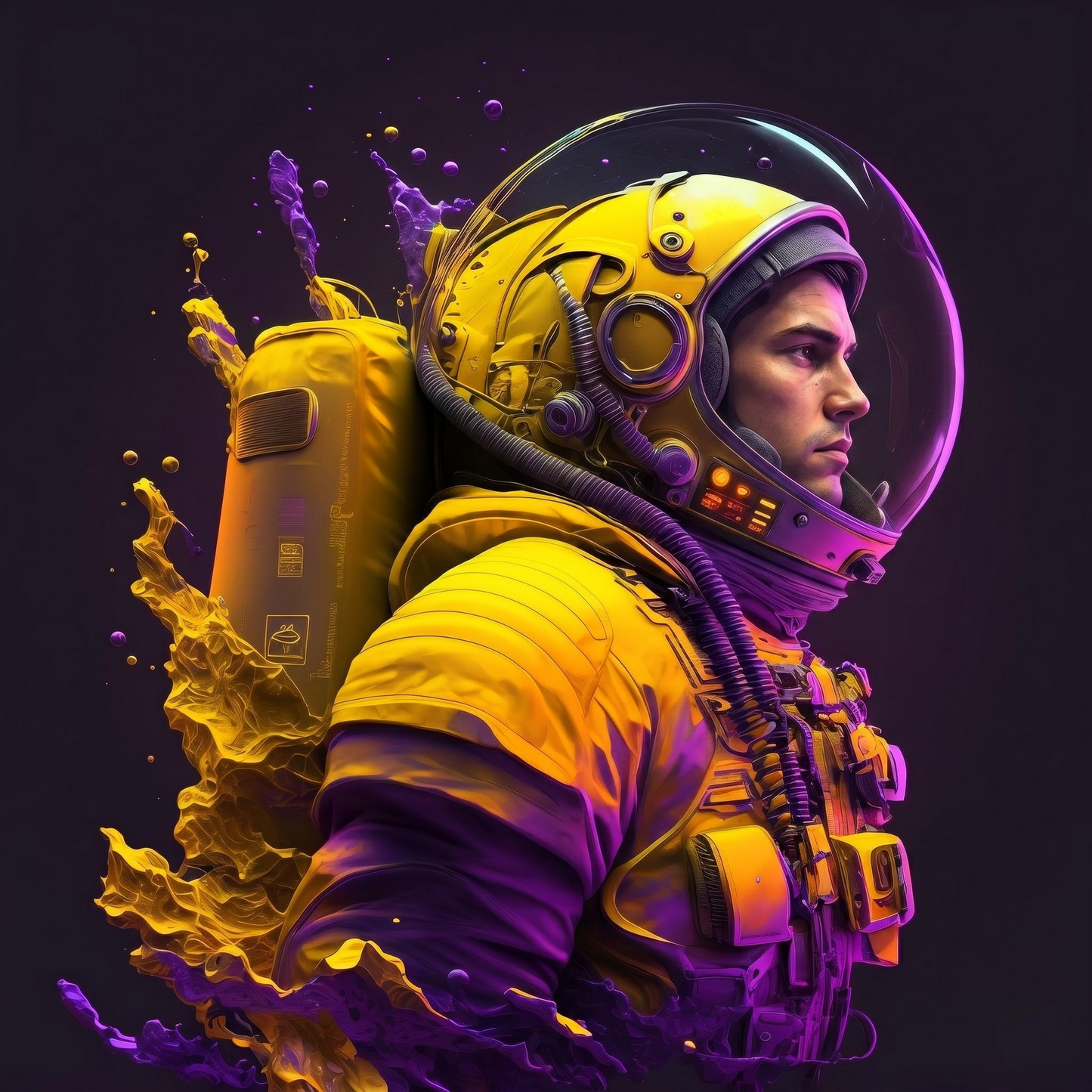 Yellow And Purple Astronaut Diamond Art Kit