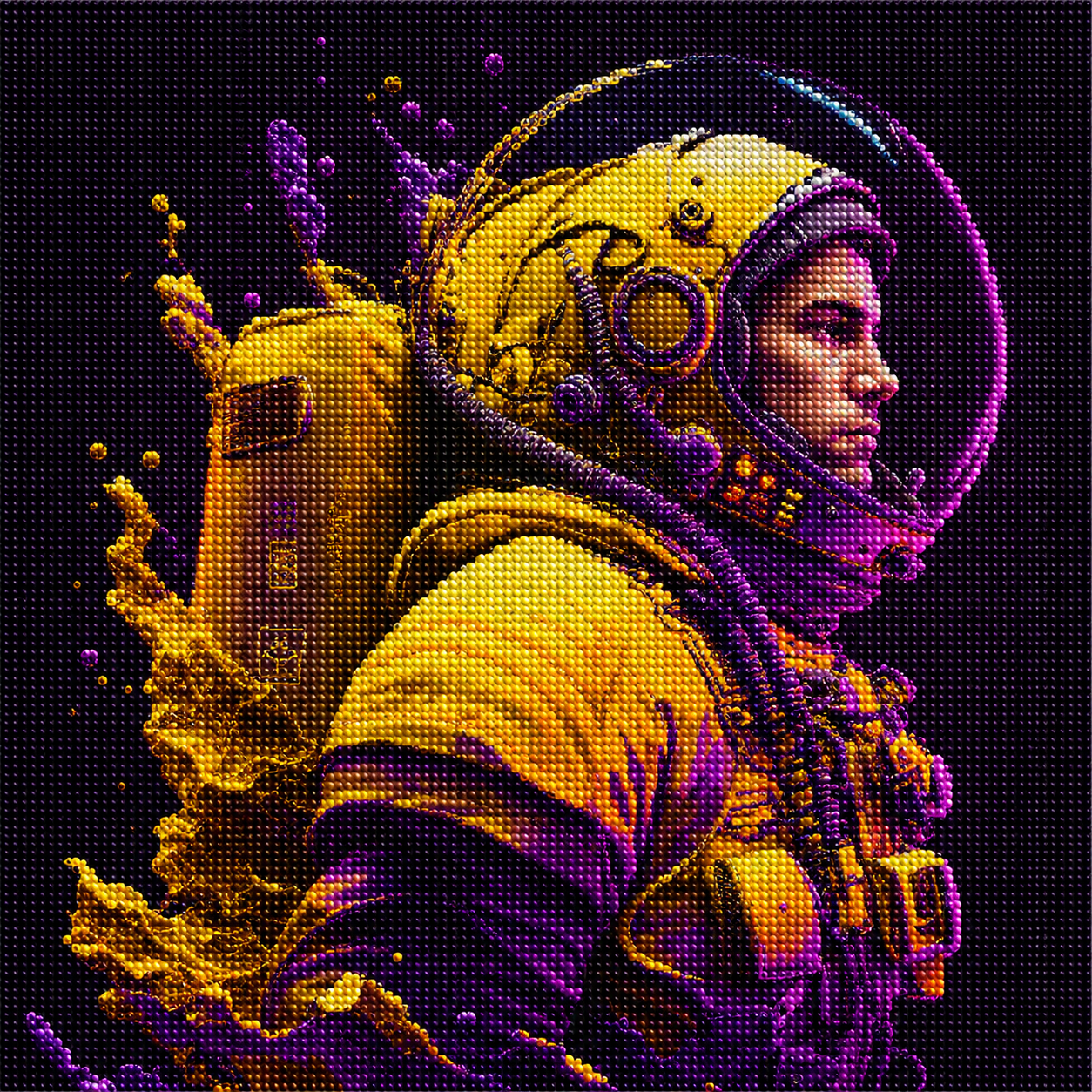 Yellow And Purple Astronaut Diamond Art Kit